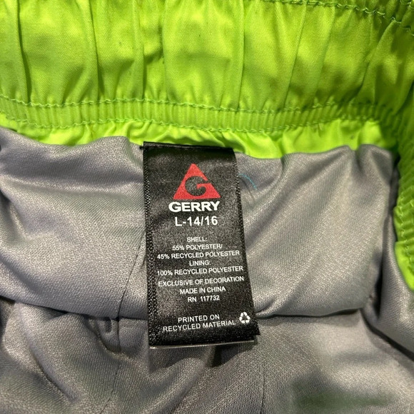 Gerry Youth Boys Shark Print Tie Waist w Pockets Swim Trunks Large 14-16 - Picture 6 of 8